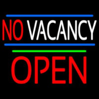 No Vacancy Block Red Open Green Line Neon Skilt