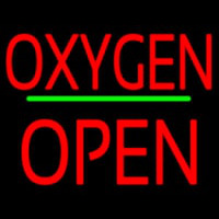 O ygen Block Open Green Line Neon Skilt