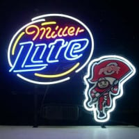 Ohio State Buckeyes Brutus Miller Lite Øl Neon Bar Pub Skilt