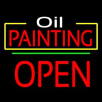 Oil Painting Open Green Line Neon Skilt