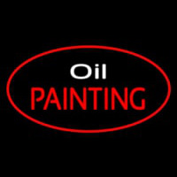 Oil Painting Red Oval Neon Skilt