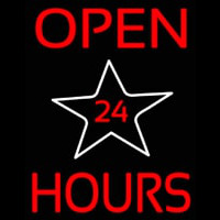 Open 24 Hours Star Neon Skilt