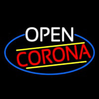 Open Corona Oval With Blue Border Neon Skilt