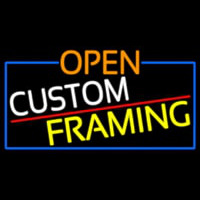 Open Custom Framing With Blue Border Neon Skilt