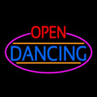 Open Dancing Oval With Pink Border Neon Skilt