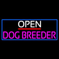 Open Dog Breeder With Blue Border Neon Skilt