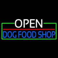 Open Dog Food Shop With Green Border Neon Skilt
