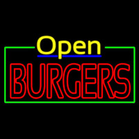 Open Double Stroke Burgers Neon Skilt