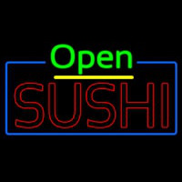 Open Double Stroke Green Sushi Neon Skilt