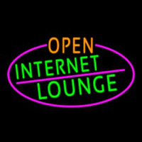 Open Internet Lounge Oval With Pink Border Neon Skilt