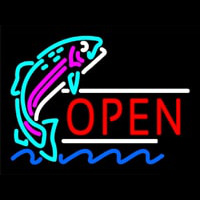Open Jumping Fish Neon Skilt