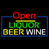 Open Liquor Beer Wine Neon Skilt