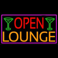Open Lounge And Martini Glass With Pink Border Neon Skilt