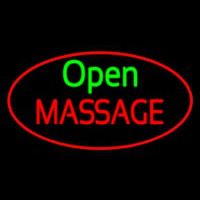 Open Massage Oval Red Neon Skilt