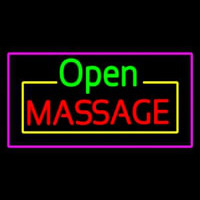 Open Massage Rectangle Pink Neon Skilt