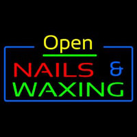 Open Nails And Wa ing Blue Border Neon Skilt
