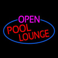 Open Pool Lounge Oval With Blue Border Neon Skilt