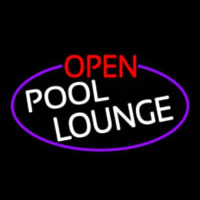 Open Pool Lounge Oval With Purple Border Neon Skilt