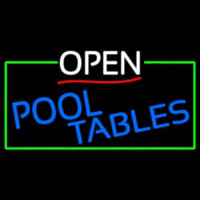 Open Pool Tables With Green Border Neon Skilt