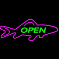 Open Purple Finned Fish Neon Skilt