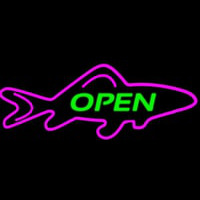 Open Purple Finned Fish Neon Skilt