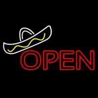 Open Sombrero Neon Skilt