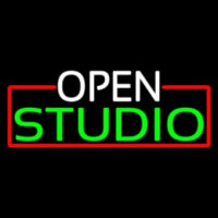 Open Studio With Red Border Neon Skilt