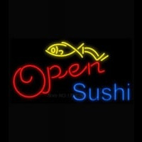Open Sushi Fish Neon Skilt