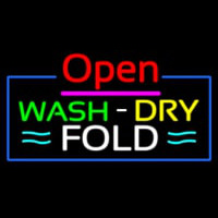 Open Wash Dry Fold Blue Border Neon Skilt