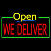 Open We Deliver Neon Skilt