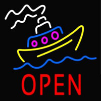 Open With Boat Neon Skilt