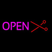 Open With Scissor Logo Neon Skilt