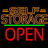 Orange Self Storage Block With Open 1 Neon Skilt
