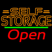 Orange Self Storage Block With Open 2 Neon Skilt