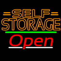 Orange Self Storage Block With Open 3 Neon Skilt