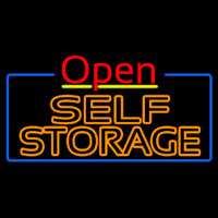 Orange Self Storage Block With Open 4 Neon Skilt