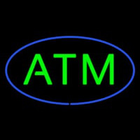 Oval Atm Blue Border Neon Skilt