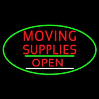 Oval Moving Supplies Open Green Line Neon Skilt