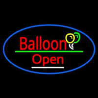 Oval Open Balloon Green Line Neon Skilt