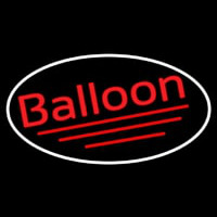 Oval Red Balloon Cursive Neon Skilt