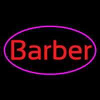 Oval Red Barber With Pink Border Neon Skilt