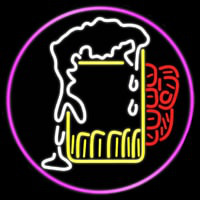 Overflowing Cold Beer Mug Oval With Pink Border Real Neon Glass Tube Neon Skilt