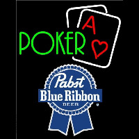 Pabst Blue Ribbon Green Poker Beer Sign Neon Skilt