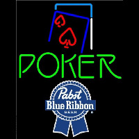 Pabst Blue Ribbon Green Poker Red Heart Beer Sign Neon Skilt