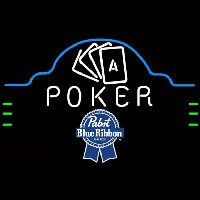 Pabst Blue Ribbon Poker Ace Cards Beer Sign Neon Skilt