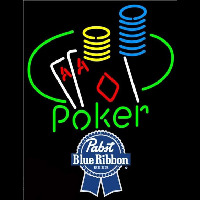 Pabst Blue Ribbon Poker Ace Coin Table Beer Sign Neon Skilt