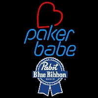Pabst Blue Ribbon Poker Girl Heart Babe Beer Sign Neon Skilt