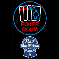 Pabst Blue Ribbon Poker Room Beer Sign Neon Skilt