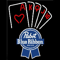 Pabst Blue Ribbon Poker Series Beer Sign Neon Skilt