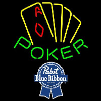 Pabst Blue Ribbon Poker Yellow Beer Sign Neon Skilt